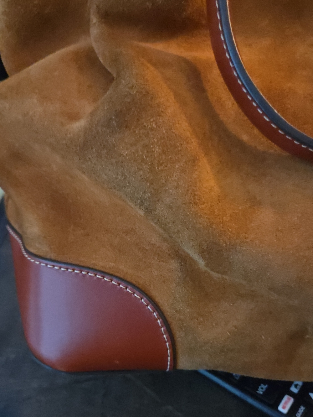 Dooney & Bourke Tan Suede Tote with Brown Leather Trim - Picture 5 of 8